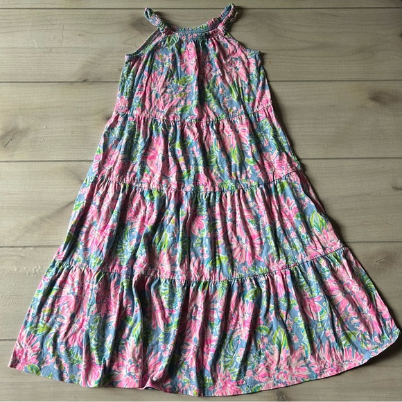Lilly Pulitzer Other - Lilly Pulitzer Loro Midi Swing Floral Pink and Blue Kids Dress
